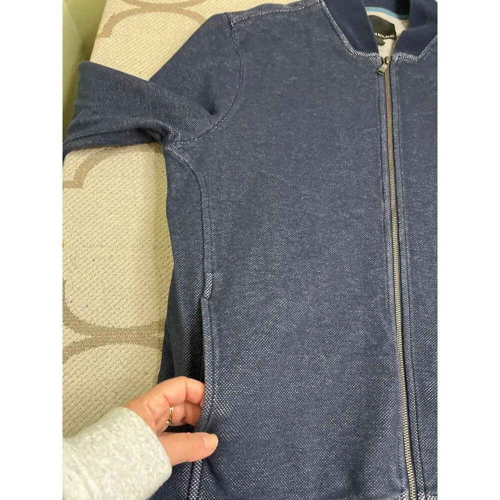 Banana Republic TEXTURED KNIT BOMBER Zip Up JACKET, pockets, size extra large